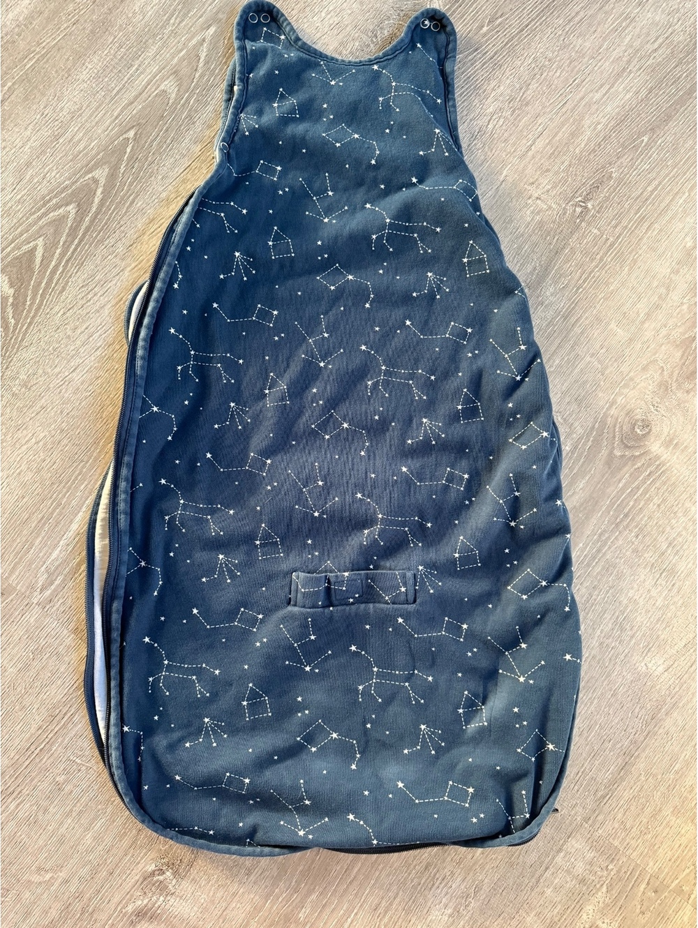 Woolino baby sleep sack navy constellation print 2 to 24 months